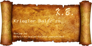 Kriegler Balázs névjegykártya