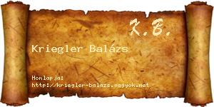 Kriegler Balázs névjegykártya