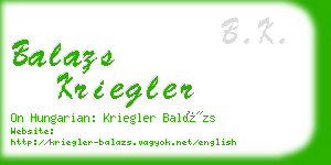 balazs kriegler business card